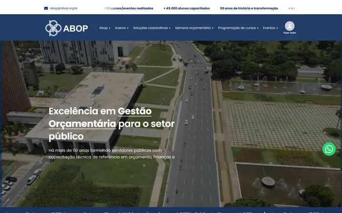 Página inicial do portal de cursos da ABOP