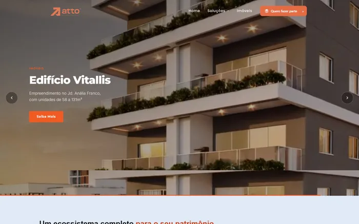 Página inicial do site da imobiliária Atto Group