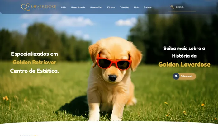 Página inicial do site do canil Golden Loverdose